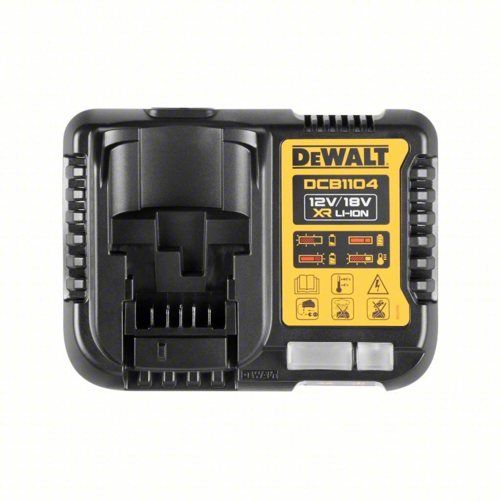 DEWALT 12V MAX/20V MAX/FLEXVOLT 4 Amp Charger — LED State of Charge Indicator, Wall Mountable, Model# DWTDCB1104